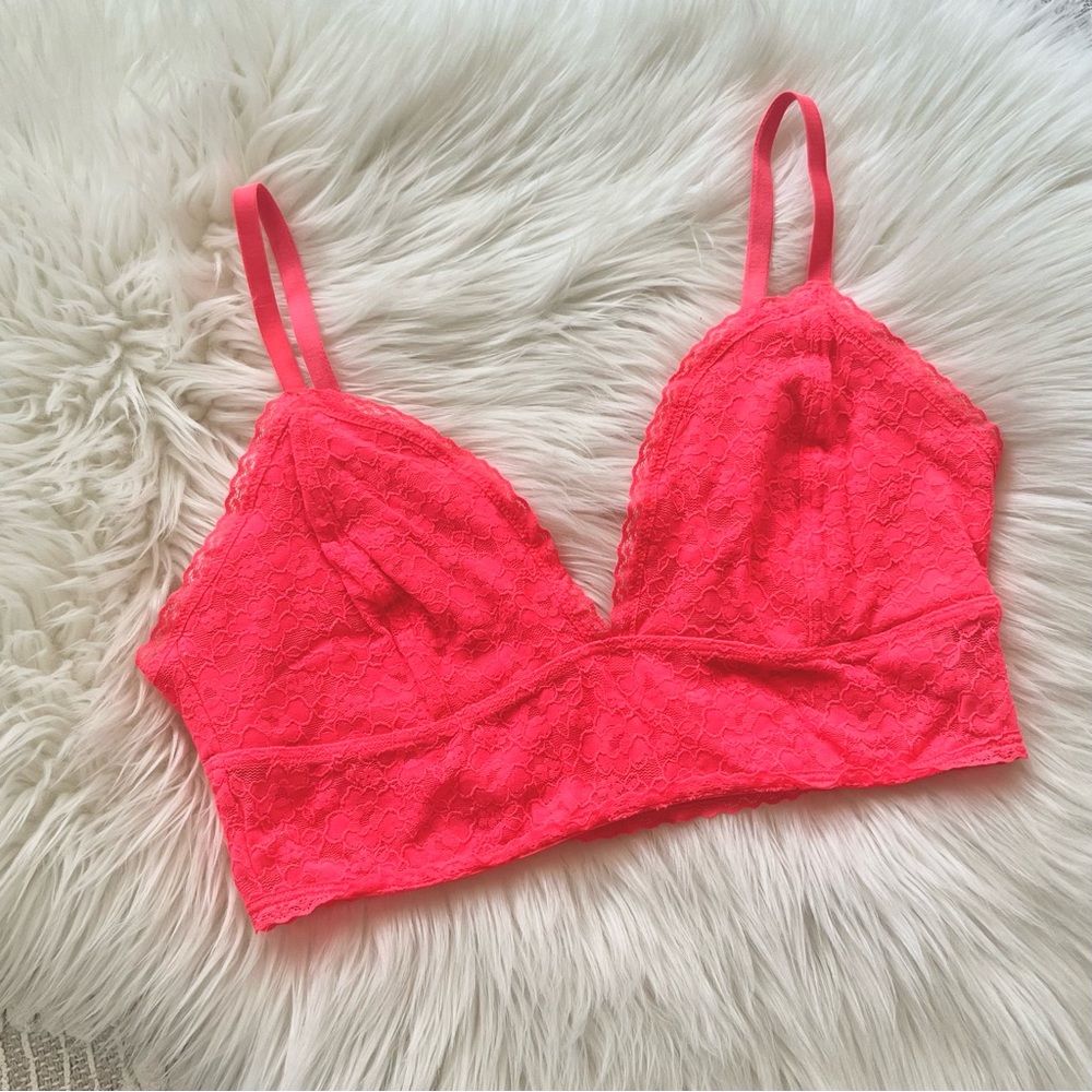 (❤️3/$30) Neon coral pink lace bralette